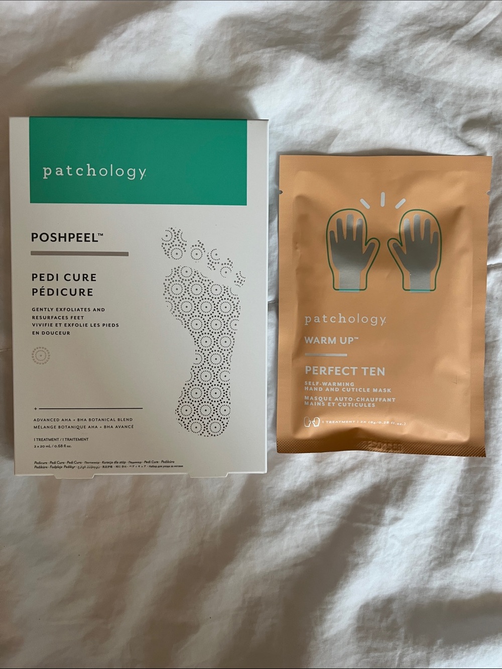 Patchology Poshpeel Pedi Cure & Warm Up Perfect Ten Hand & Cuticle Mask Set